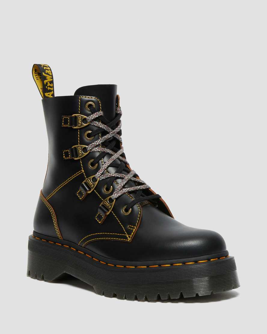 Dr. Martens Collier Bex Double Laced Lær Platform Støvler Dame Svart [9304NMGVT]